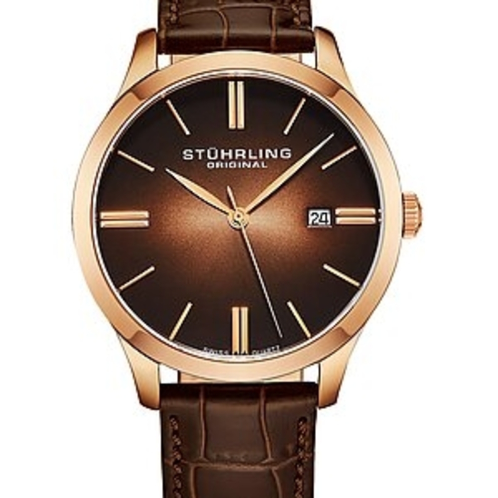 Stuhrling Original Brown and Gold Bracelet Watch